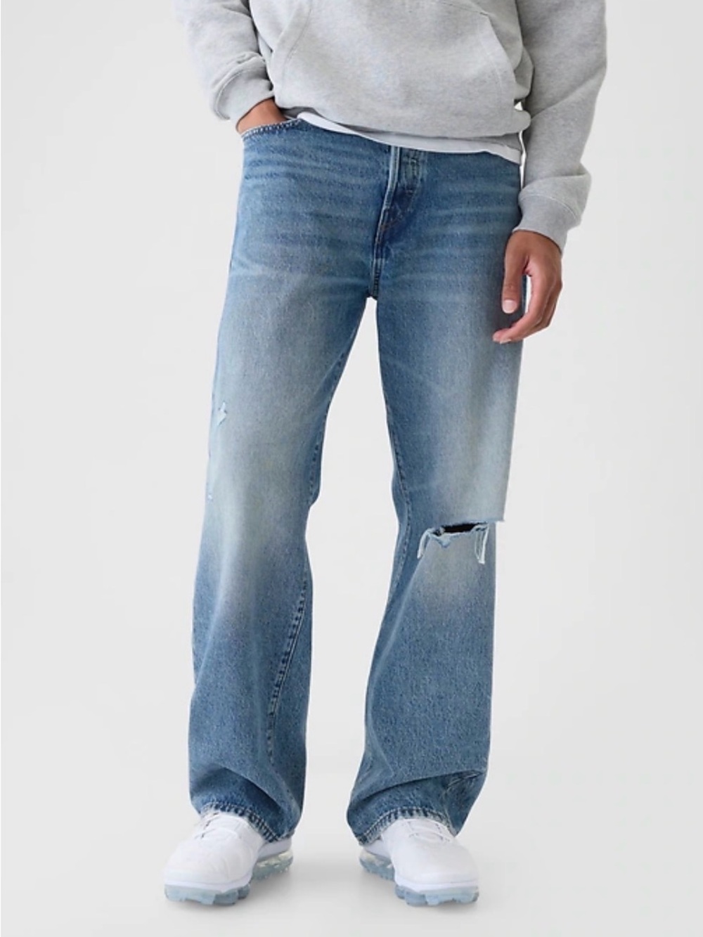 🇺🇸 Ralph Lauren Slouch Medium Blue Relaxed Distressed Men's Jeans